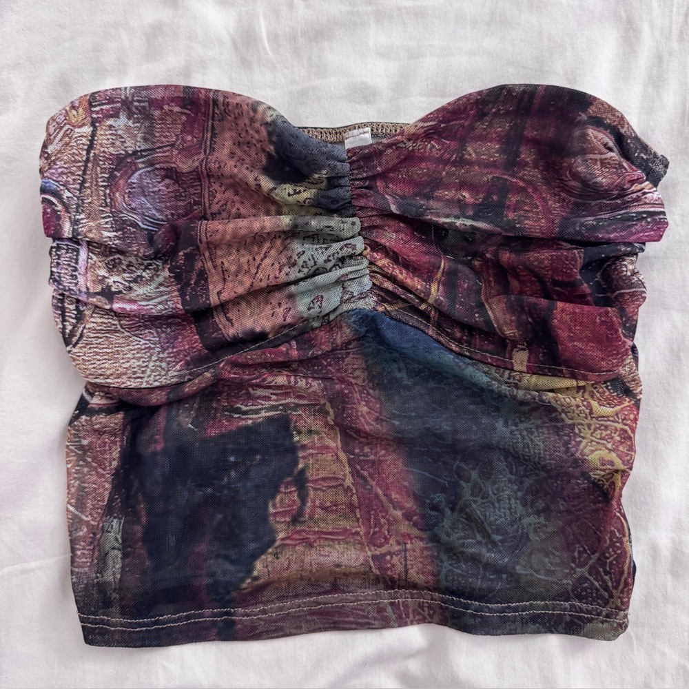 Y2K Mesh Strapless Crop Top - Size XS/S